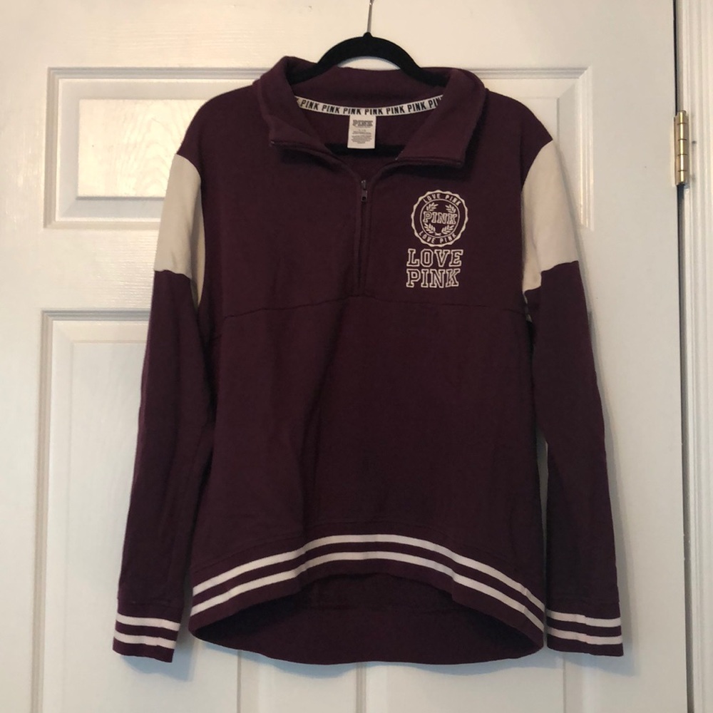 PINK COLLARED SWEATSHIRT HALF ZIP